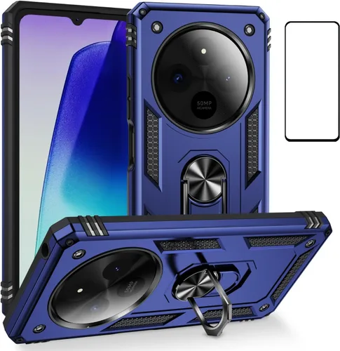Vista 25 de Funda para Xiaomi POCO X3 NFC /X3 Pro con protector de pantalla, armadura de protección militar híbrida resistente a prueba de golpes, funda Negro