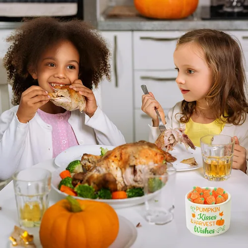 Vista 6 de WATINC Plato para dulces de otoño y otoño, mini cuenco de cerámica para dulces, decoración de bandeja escalonada, calabaza, hojas de arce, dulces