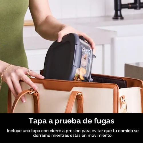 Vista 5 de Freidora de aire Ninja, Sistema Crispi de 4QT + 3 contenedores con tapas de almacenamiento, Freidora de aire, Microondas, Congelador y apto