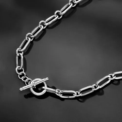 Vista 4 de Ross-Simons Italian Sterling Silver Paper Clip Link Toggle Necklace