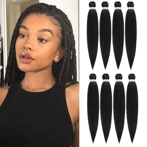 Vista 33 de Cabello trenzado preestirado - 12 pulgadas, 8 paquetes, cabello trenzado corto natural negro para trenzas torcidas o en caja, extensiones de cabello