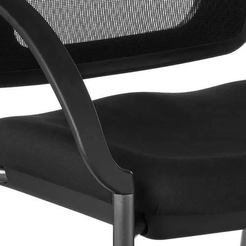Vista 6 de Office Star ProGrid Silla apilable de lujo para visitantes con respaldo transpirable y asiento de soporte lumbar acolchado, con ruedas rodantes