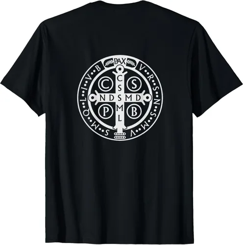 Vista 2 de Camiseta San Benito Catholic Saint Benedict Christian Scripture, Negro
