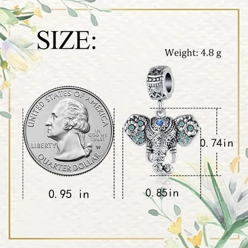 Vista 6 de QeenseKc Abalorio para pulseras europeas con diseño de elefante y mariposa diseño de oso de mamá