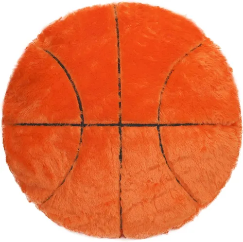 Vista 2 de Almohada de felpa acogedora Basketabll suave rellena con forma de bola deportiva, cojín grueso y redondo para decoración de sofá, habitación