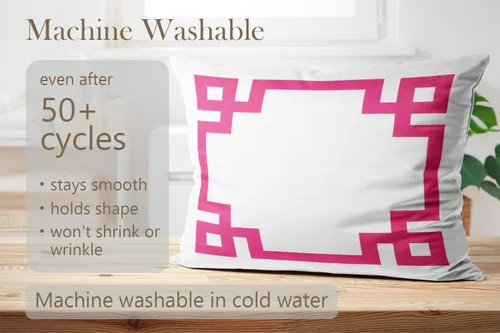 Vista 6 de Funda de almohada rectangular con cremallera en un lado impreso de 12 x 16 pulgadas, color blanco y rosa intenso Rosa fucsia