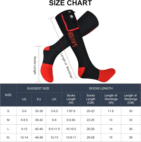 Vista 6 de Calcetines térmicos para hombres y mujeres, calcetines de batería para pies fríos, calcetines eléctricos térmicos para campamento, calentadores