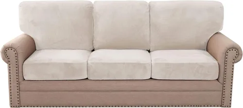 Vista 20 de Juego de 2 fundas de cojín elásticas con respaldo de sofá, fundas de cojín en forma de T adecuadas para sillón de dos plazas, sofá biplaza o sofá