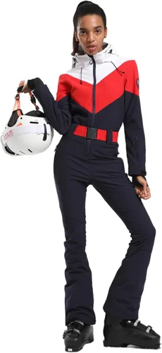 Vista 103 de GSOU SNOW Traje de esquí para mujer, traje de nieve delgado de una pieza, chaqueta de nieve, impermeable, resistente al viento, deportes al aire