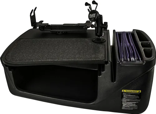 Vista 4 de AutoExec AUE00667 - Escritorio de control maestro eficiente para automóvil, acabado de abedul, con inversor de corriente integrado de 200 vatios