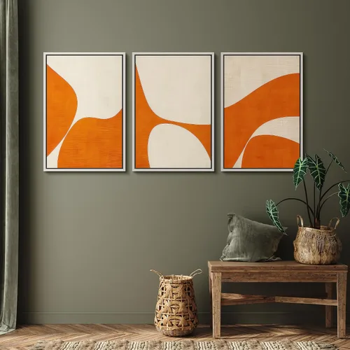 Vista 123 de SIGNFORD - Set de obras de arte en lienzo enmarcado para pared, ilustraciones abstractas de neblina del desierto en tonos neutros beige y marrón