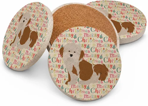 Vista 15 de Abyssinian Sand Terrier Merry Christmas - Posavasos grandes de piedra arenisca (4 unidades)