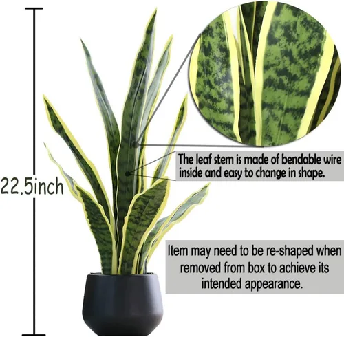 Vista 8 de Bird Fiy Planta artificial de serpiente de 22.5 pulgadas, agave artificial, Sansevieria, plantas artificiales en maceta para decoración