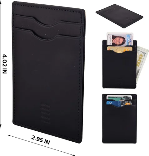 Vista 2 de Elegant Plain cardholder Genuine Leather RFID blocking Magnetic Clip Cardcase Wallet Slim Design for Front and Back Pocket Quality Cardcase wallet