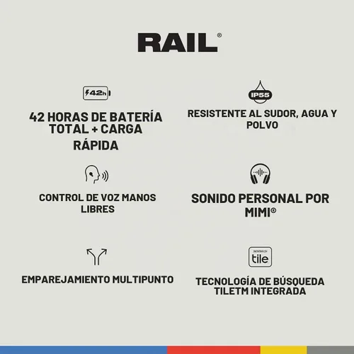 Vista 4 de Skullcandy Rail Wireless In-Ear Auriculares Bluetooth - Hueso/Naranja