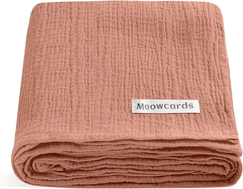 Vista 9 de meowcards Mantas de muselina para envolver al bebé, esenciales unisex para bebés niños y niñas, tamaño grande 47 x 47 pulgadas, mantas de recepción