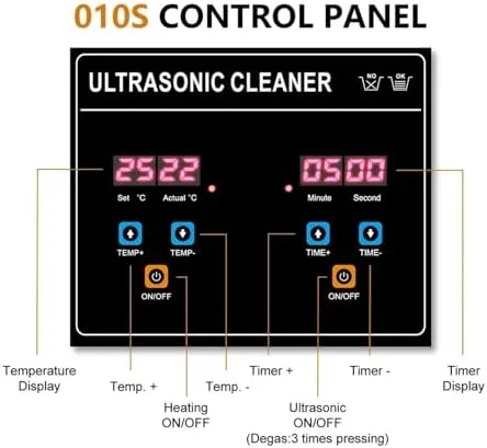 Vista 5 de Potente limpiador ultrasónico de 2 litros con temporizador digital de 120 W, 60 W para joyas, monedas, arte de uñas y artículos pequeños, solución