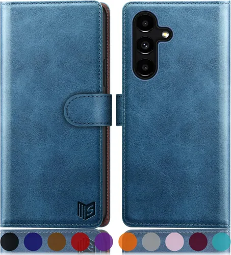 Vista 15 de SUANPOT Funda tipo cartera para Samsung Galaxy S24 5G con bloqueo RFID, tarjetero de crédito, funda protectora de piel sintética con tapa para Negro