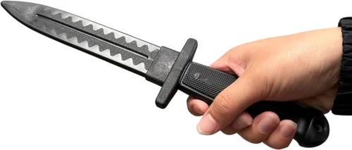 Vista 4 de E-BOGU Cuchillo táctico de entrenamiento de polipropileno negro (12")