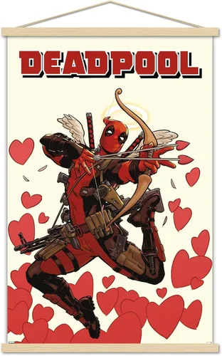 Vista 16 de Marvel Comics Deadpool - Póster de pared de Cupido, 22.4 pulgadas de largo x 14.7 pulgadas de ancho, versión enmarcada de madera de granero