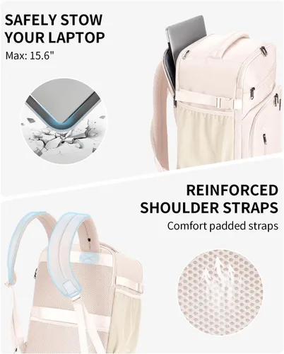 Vista 6 de ECOHUB Mochila de Viaje Mochila de Equipaje de Mano Carry on Backpack Water Resistant Fit 15.6" Laptop AirTag Pocket, Lightweight Casual Daypack