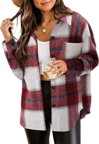 Vista 166 de ZOLUCKY Chaqueta de manga larga con botones para mujer, talla grande, blusas