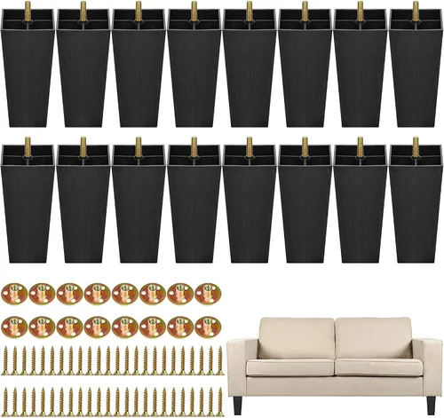 Vista 13 de TURSTIN Paquete de 8 patas cuadradas de plástico para sofá de 2 pulgadas, patas cuadradas para sofás, sillas, color negro