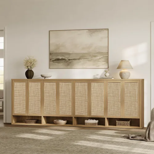 Vista 6 de SICOTAS Gabinete de almacenamiento de zapatos de ratán – Armarios modulares para zapatos con puerta alta y grande para almacenamiento de zapatos