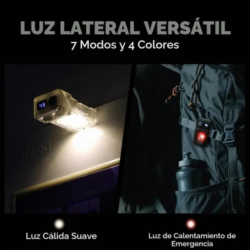 Vista 7 de WARSUN DC08 linterna LED recargable giratoria, luz de trabajo mini de 800 lúmenes, pequeña linterna EDC con clip para la espalda, linterna Negro