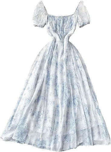 Vista 6 de Vestido largo de verano con estampado floral y largo hasta la rodilla para mujer 2023