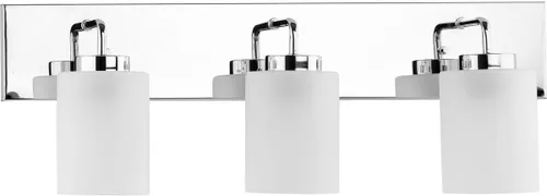 Vista 15 de Progress Lighting Merry Collection - Lámpara de tocador de baño de transición de cristal grabado en níquel cepillado (1 luz)