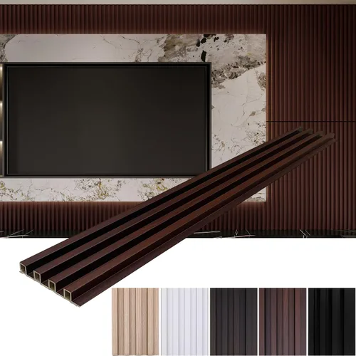 Vista 7 de Yutianli Paquete de 12 paneles de pared de listones 3D WPC para paredes, panel de rejilla de compuesto de plástico y madera con textura de madera