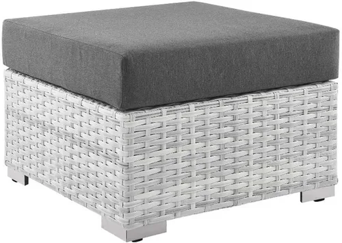 Vista 33 de Modway Convene - Otomana rectangular de mimbre para patio al aire libre, color gris claro