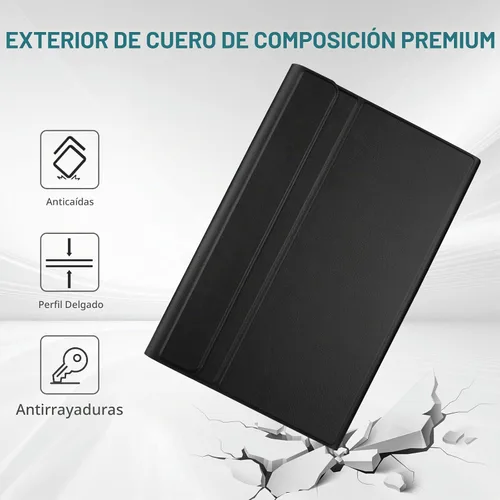Vista 7 de ProCase Funda con teclado para Galaxy Tab A8 de 10.5" (versión 2022), color negro Protective Cover Features a Detachable Wireless Keyboard for