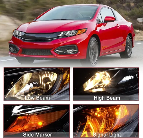 Vista 2 de JSBOYAT Reemplazo del conjunto de faros para Honda Civic Coupe 2014-2015 de 2 puertas estilo OE (L+R)