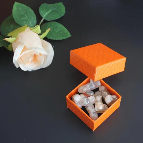 Vista 6 de 5 piezas de mini piedra preciosa tallada cristal cerezo flor ágata hombre genital pene testículo estatuilla corazón encantador bolsillo piedra