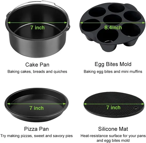 Vista 2 de Juego de accesorios para freidora de aire, 12 piezas compatibles con freidora de aire Gowise Cosori Phillips Ninja Cozyna de 4, 4.2, 5.5, 5.8
