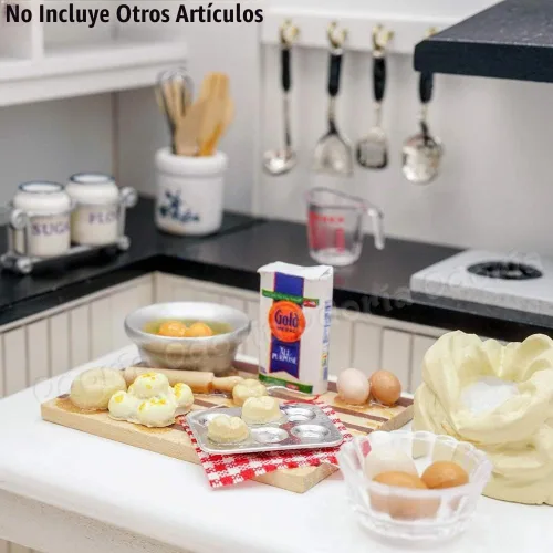 Vista 2 de Odoria 1/12 Juego de repostería en miniatura para casa de muñecas, accesorios de cocina