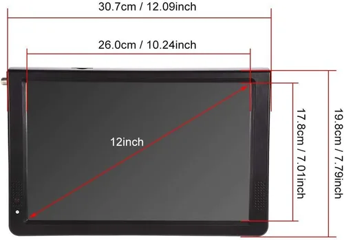 Vista 5 de Pomya 12 pulgadas Digital Televisión ATSC TV portátil 1080P HD HDMI reproductor de vídeo para el coche casero (EE.UU.)