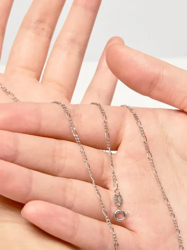 Vista 8 de Collar de cadena de plata de ley 925 para mujer, 0.059 pulgadas de ancho, cadena fina italiana Figaro plataoro, 14-30 pulgadas