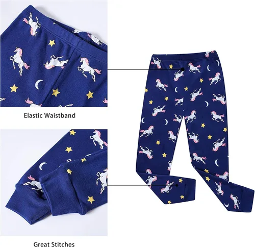 Vista 5 de KikizYe Conjunto de pijamas de manga larga para niñas pequeñas, 100% algodón