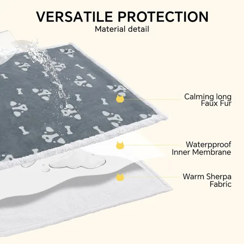 Vista 3 de Luciphia Mantas impermeables para mascotas para sofá o cama, a prueba de orina líquida, lavable, suave, esponjosa, manta reversible para perros