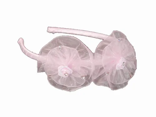 Vista 13 de Cinta de flores de organza y diadema de diamantes de imitación (rojo)