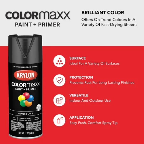 Vista 8 de Krylon K05554007 COLORmaxx Pintura en aerosol y base para uso en interiores y exteriores, color almendra satinada, 12 onzas (paquete de 1)