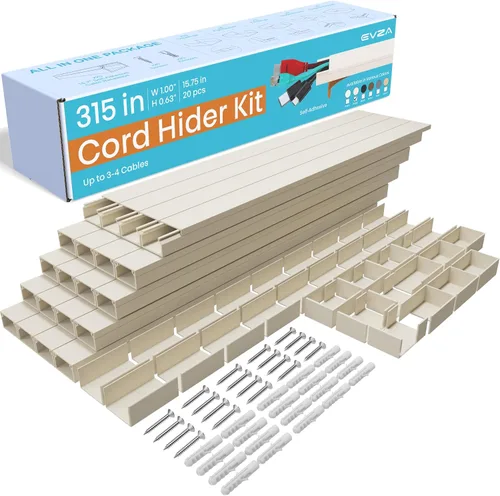 Vista 12 de Cubiertas de Cable Beige Ocultadores de Cables - Ocultador de Cables de 157 pulgadas para TV Montada en Pared, Cubierta de Cable de Pared Ocultador