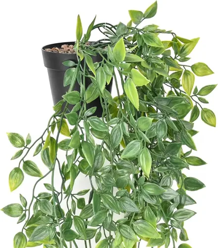 Vista 2 de BLEUM CADE Plantas colgantes falsas, 2pcs plantas colgantes artificiales en maceta, enredaderas de mandala falsas, plantas colgantes vegetación