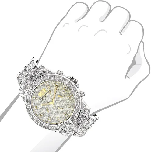 Vista 3 de LUXURMAN Reloj de pulsera para hombre con diamantes de 125 quilates ACERO