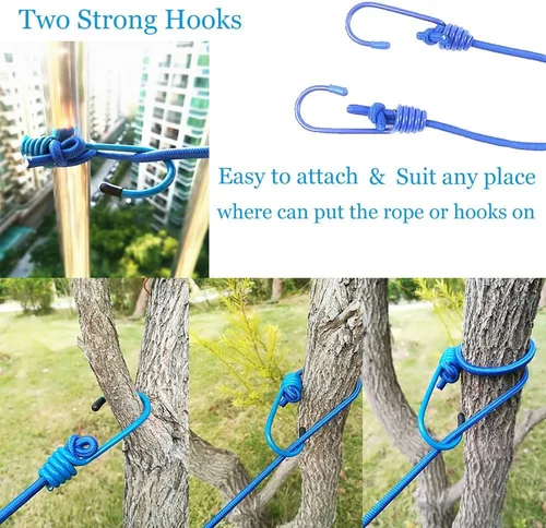 Vista 6 de Tendedero elástico ajustable con clips y bolas de posicionamiento, portátil, retráctil, resistente al viento, cuerda para colgar la ropa sucia