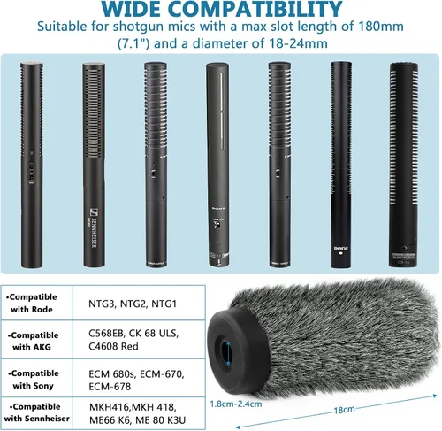 Vista 3 de NTG3 - Filtro de parabrisas para micrófono de escopeta Deadcat compatible con Rode NTG3, NTG2, Sennheiser MKH416, MKH418, Sony ECM 680s ECM-670
