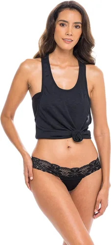 Vista 4 de Sexy Basics Tanga sexy de encaje fino con espalda en T y cintura baja en V para mujer bragas transparentes - Paquetes múltiples